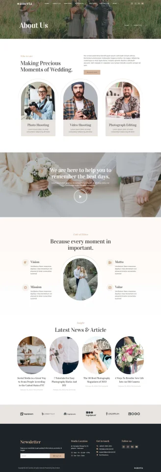 Amerta - Wedding Photography Service Elementor Template Kit — screenshot 1