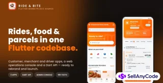Ride & Bite - Flutter Ride Hailing, Food & Parcel Delivery App with Admin & API