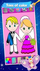 Bride and Groom Wedding Coloring Pages Game