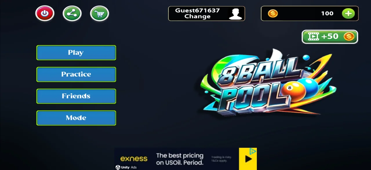 8 Ball Pool Multiplayer Unity Source Code - Unity Ads — screenshot 1