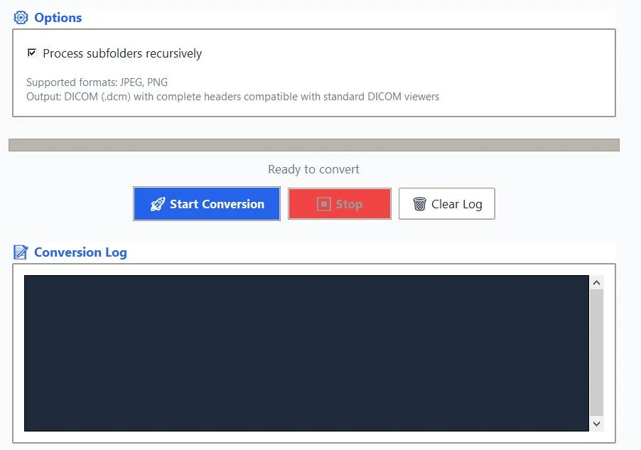 JPEG to DICOM GUI — screenshot 2