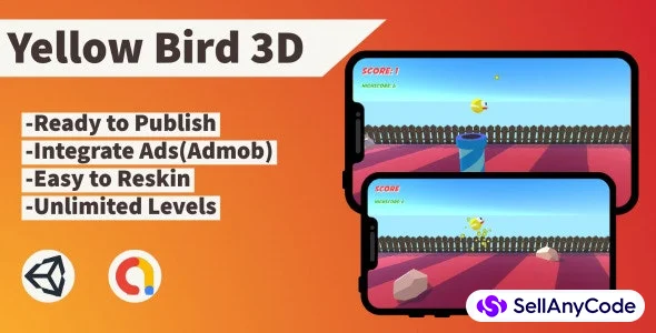 Yellow Bird 3D (Unity+AdMob+Android+iOS)