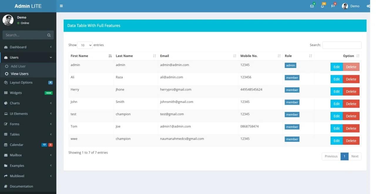 CodeIgniter AdminLTE Integration + User CRUD — screenshot 4