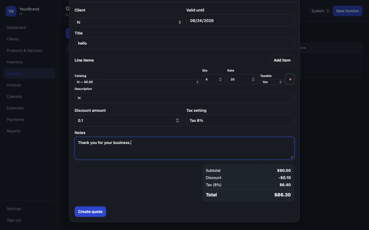 All-in-One Small Business SaaS Platform Invoicing, Quotes, Inventory, Scheduling & Reports | White-Label Source Code — screenshot 4