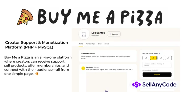 BuymeaPizza Full Source PHP MySQL