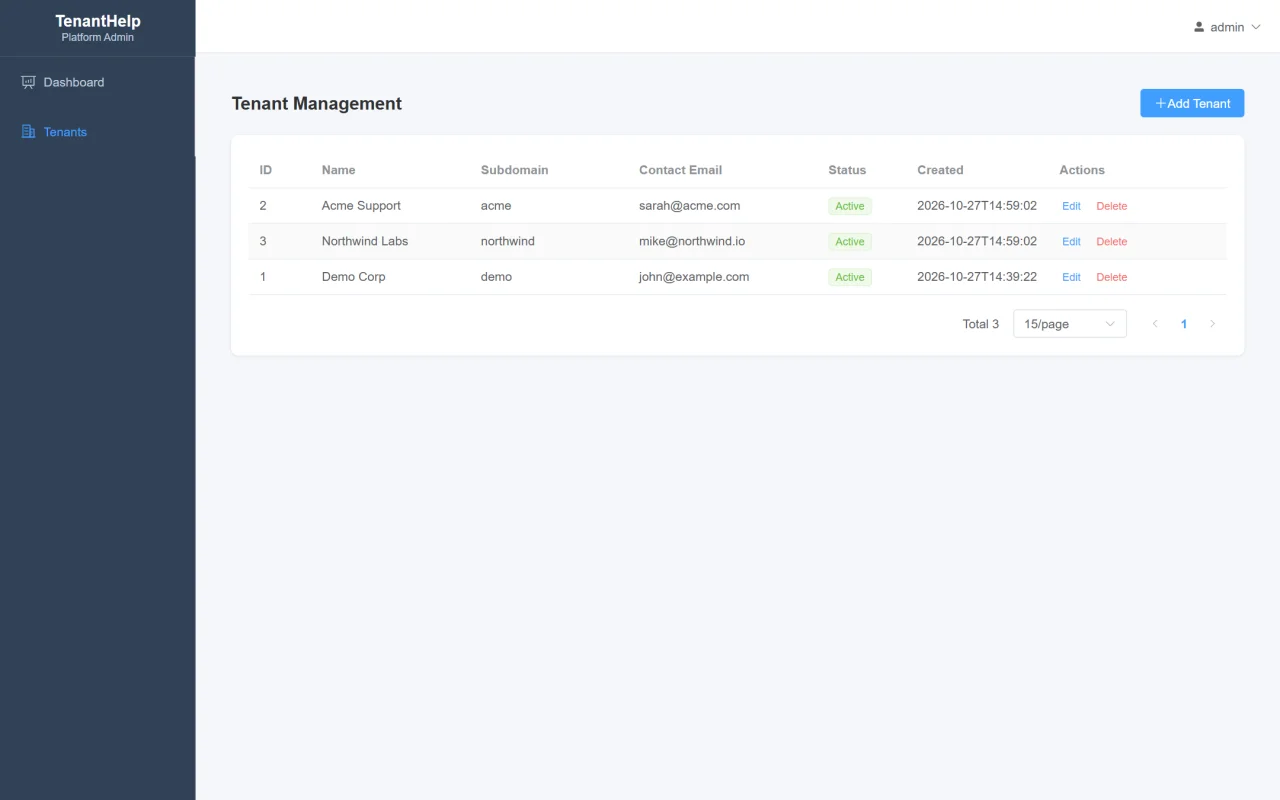 TenantHelp Multi-Tenant Help Desk & Ticketing System (Spring Boot + Vue 3) — screenshot 3