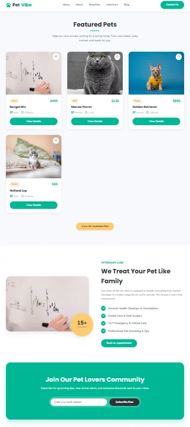 Pets Modern Animal Store & Veterinary Responsive HTML Template — screenshot 5