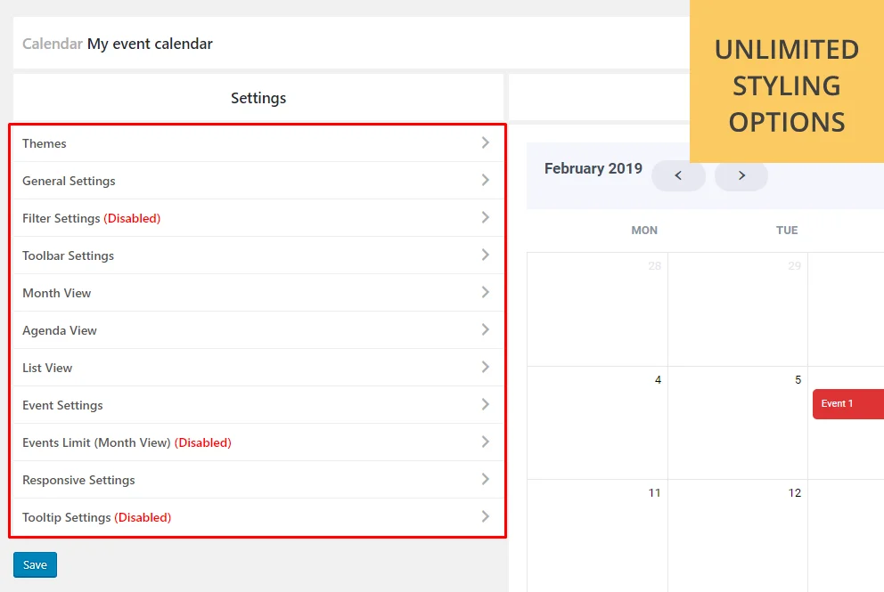 Calendar Anything | Show Any Existing WordPress Custom Post Type in a Calendar — screenshot 3