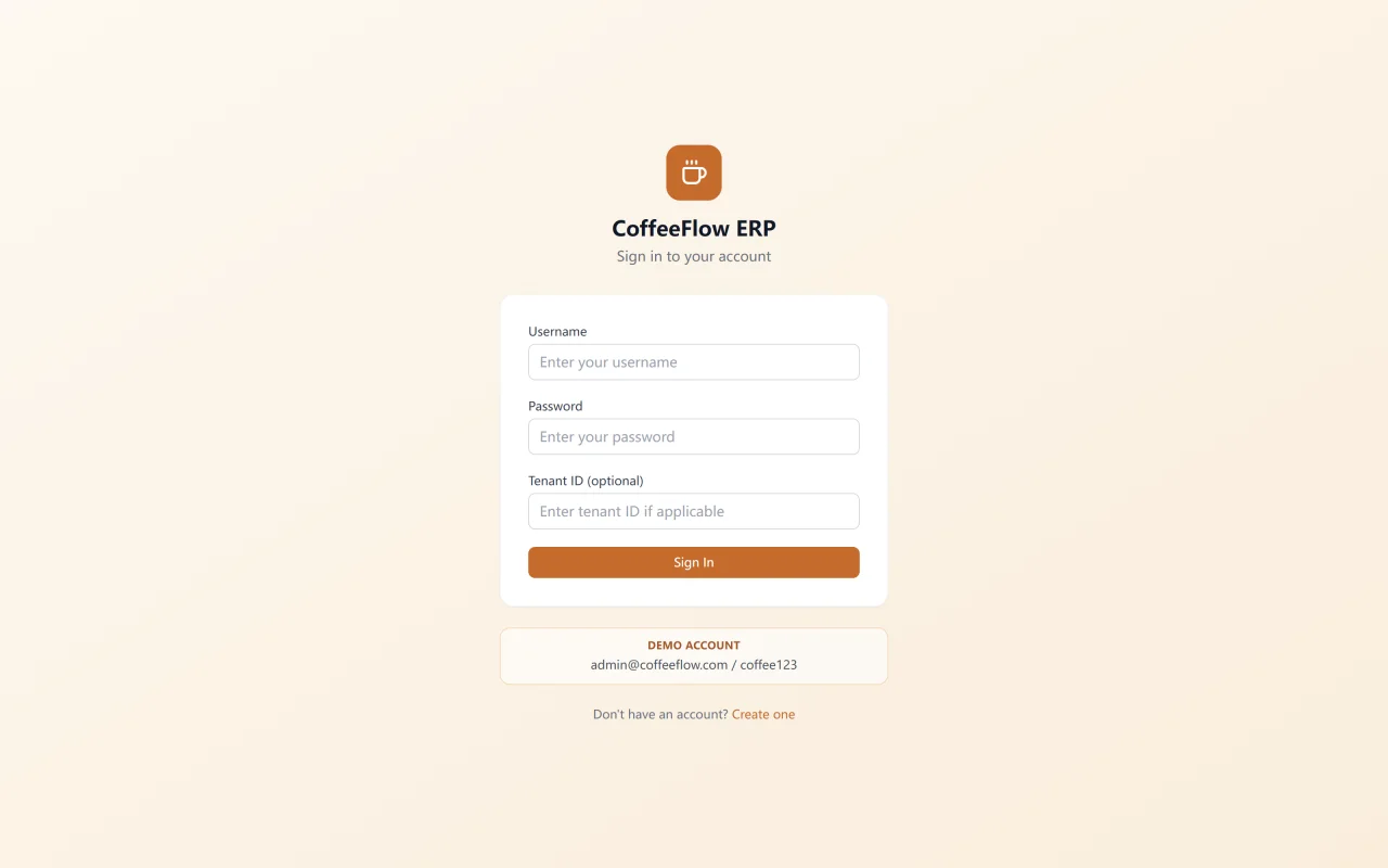 CoffeeFlow ERP — screenshot 2