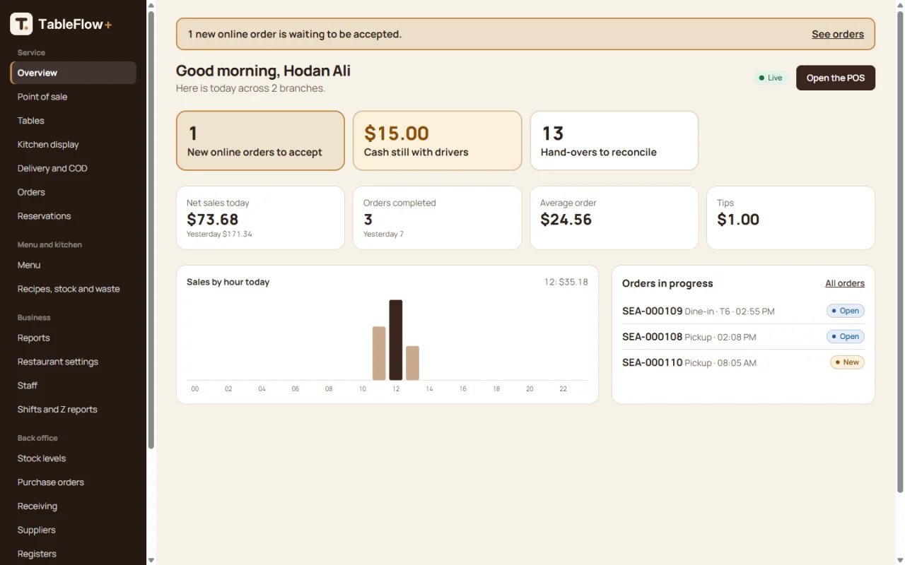TableFlow+: Restaurant POS Kitchen, QR Menu & Delivery — screenshot 2