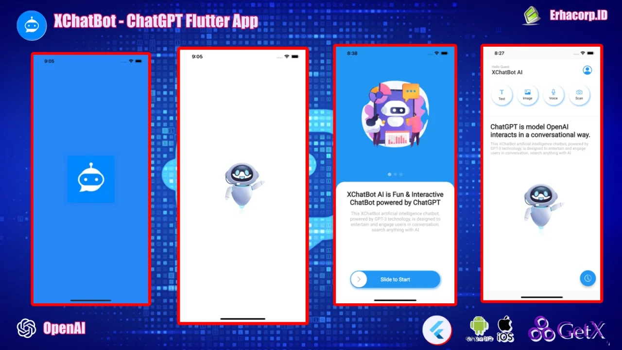 XChatBot ChatGPT AI GPT-4 OpenAI Full Flutter App | MultiPayments | Admin Panel | AdMob | GetX — screenshot 1
