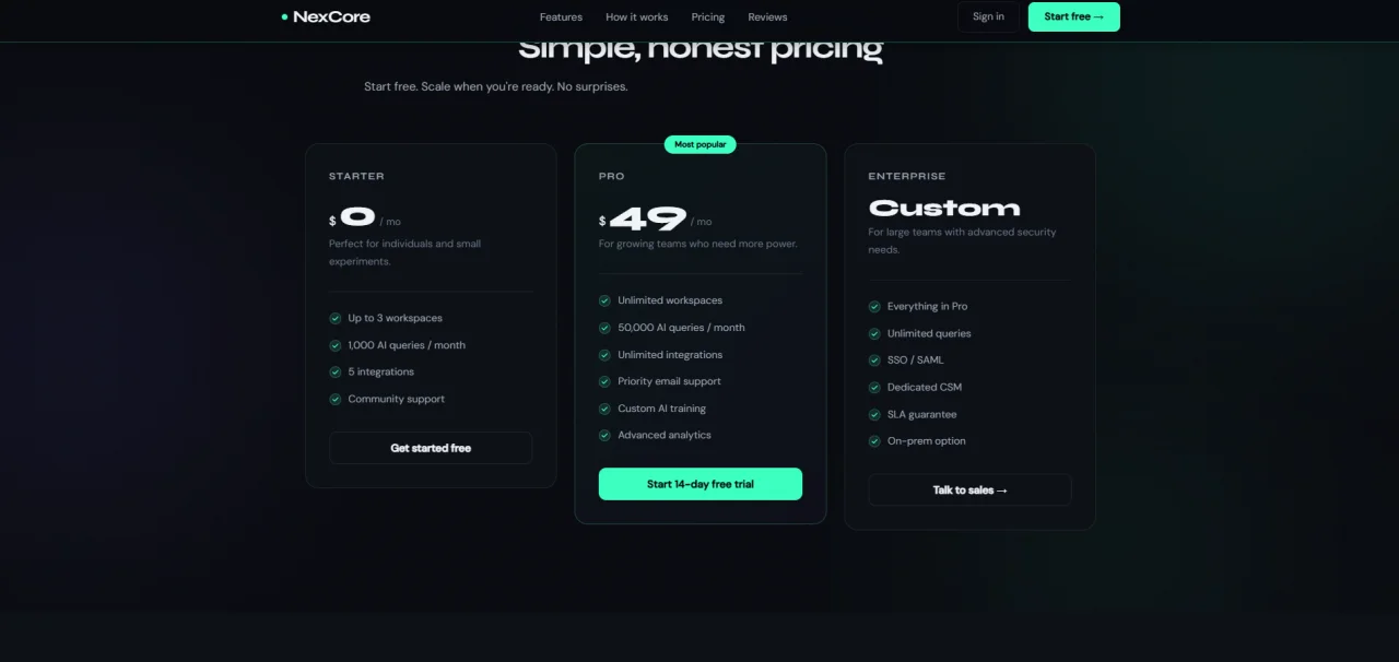 NexCore AI Platform Landing Page — screenshot 2