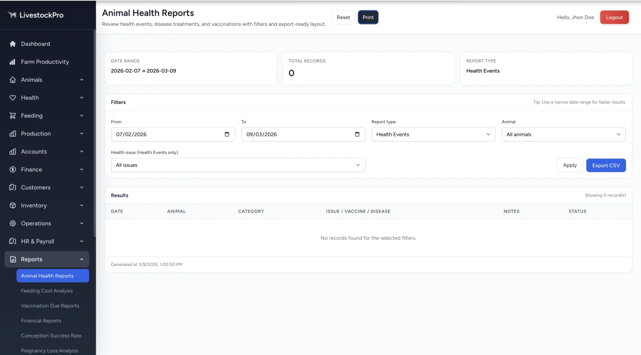 LivestockPro ERP Livestock Farm Management System — screenshot 8