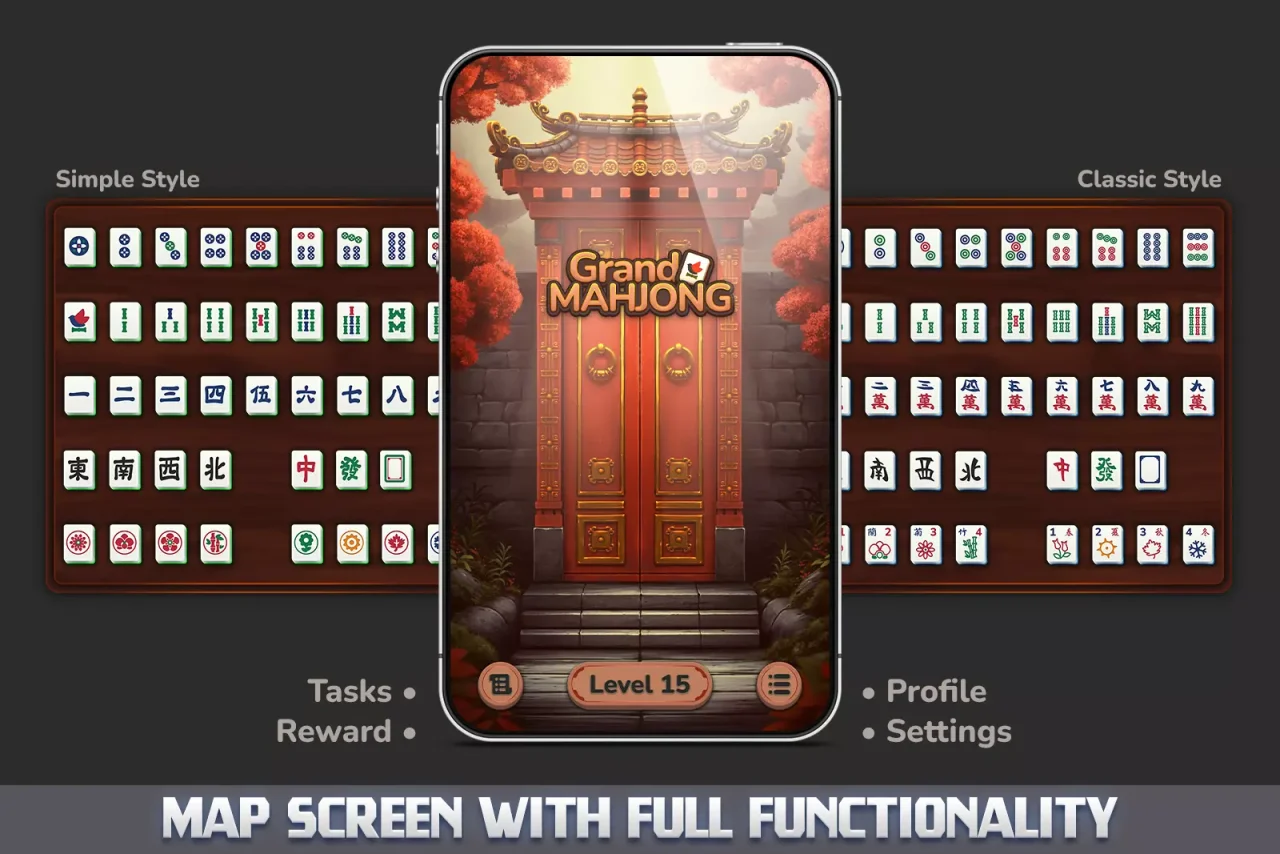MK Mahjong Solitaire Kit Tile Match Game Template — screenshot 3