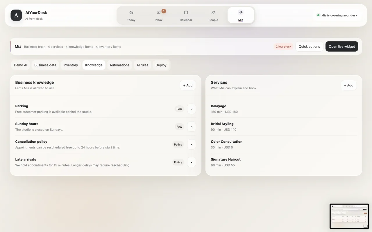 AtYourDesk AI Receptionist & Smart Front Desk | White-Label Source Code — screenshot 7