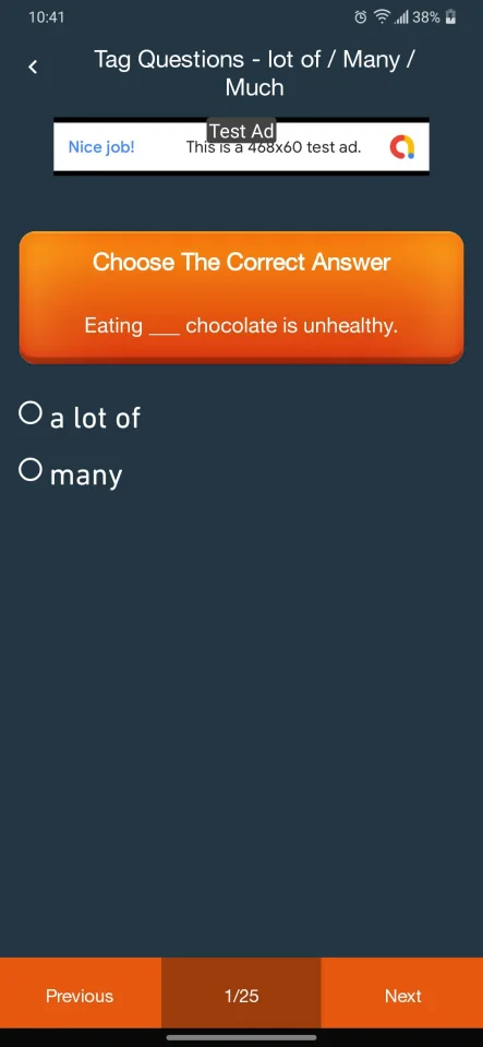 English Quiz with Grammar - Android App — screenshot 6
