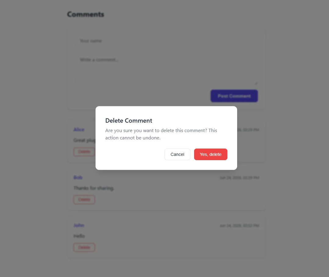 React Modern Comments Plugin. Backend-Agnostic — screenshot 4