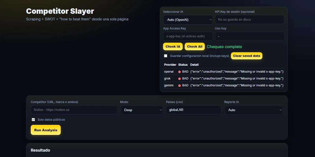 ForgingRivalry AI -Self Host SWOT Report Generator — screenshot 3