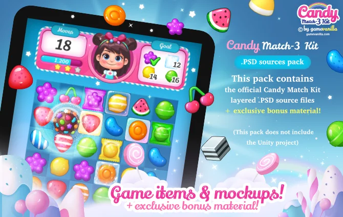 Candy Match 3 Kit + PSD Sources Pack — screenshot 2