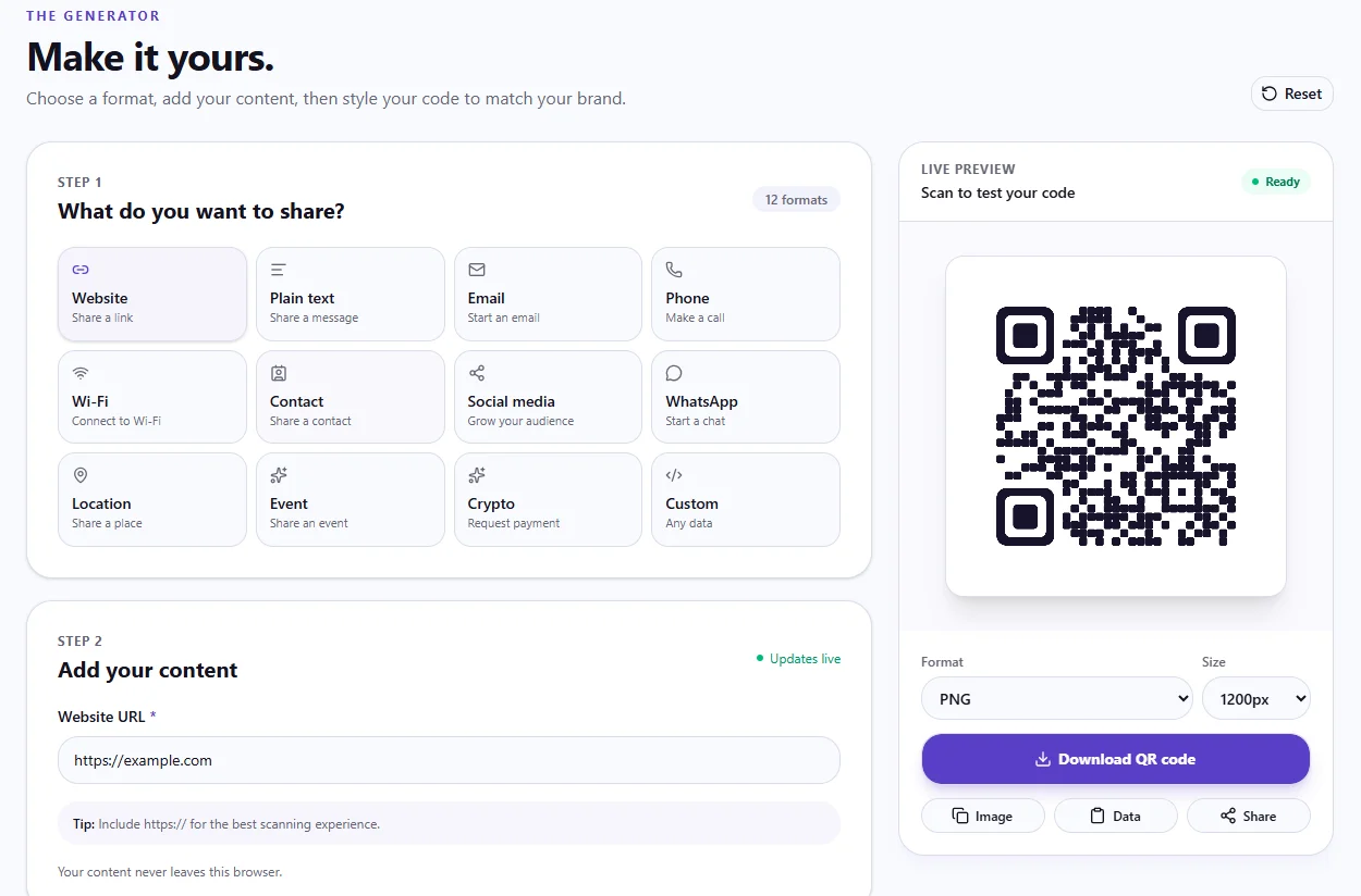 QR Modern QR Code Generator Website — screenshot 1