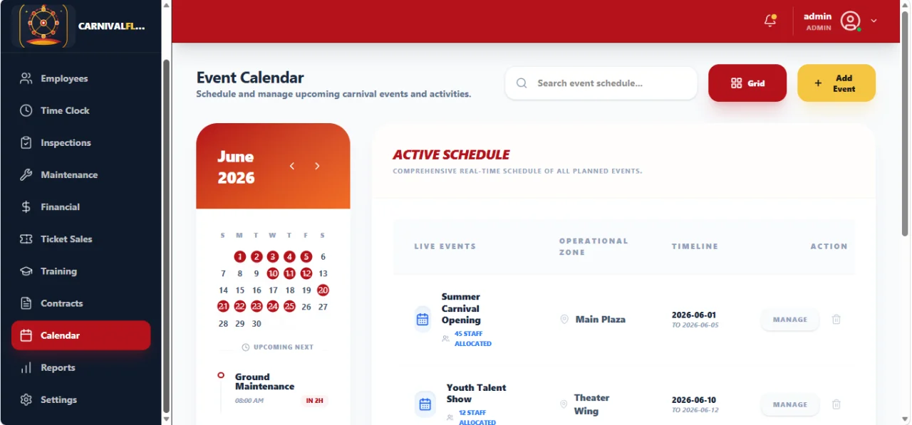CarnivalFlow Carnival & Amusement Operations Platform — screenshot 4