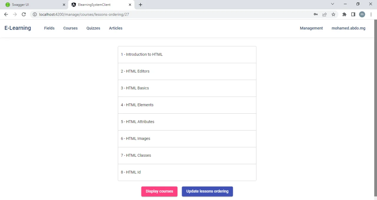E-Learning Web Application Using Asp.net Core Web API and Angular — screenshot 10