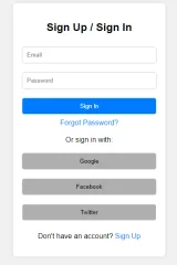 Sign Up and Sign in Login Page