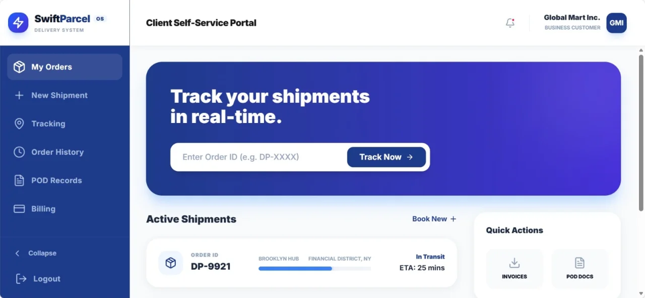 SwiftParcel Multi-Tenant Delivery & Logistics Operating System — screenshot 6