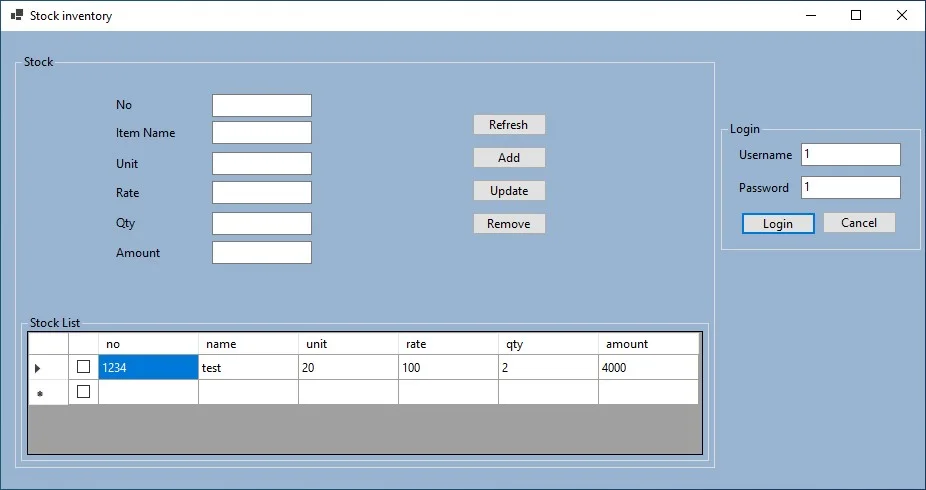 Stock Inventory Management System Project — screenshot 1