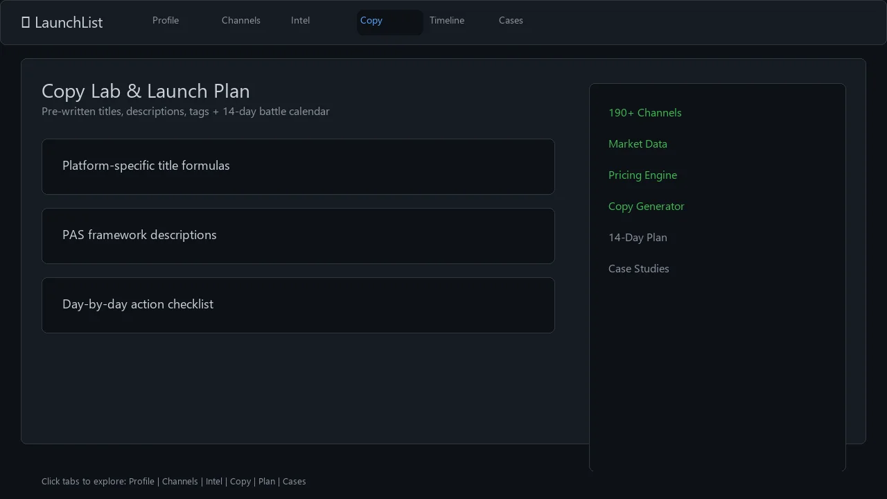 LaunchList Digital Product Launch Command Center — screenshot 1