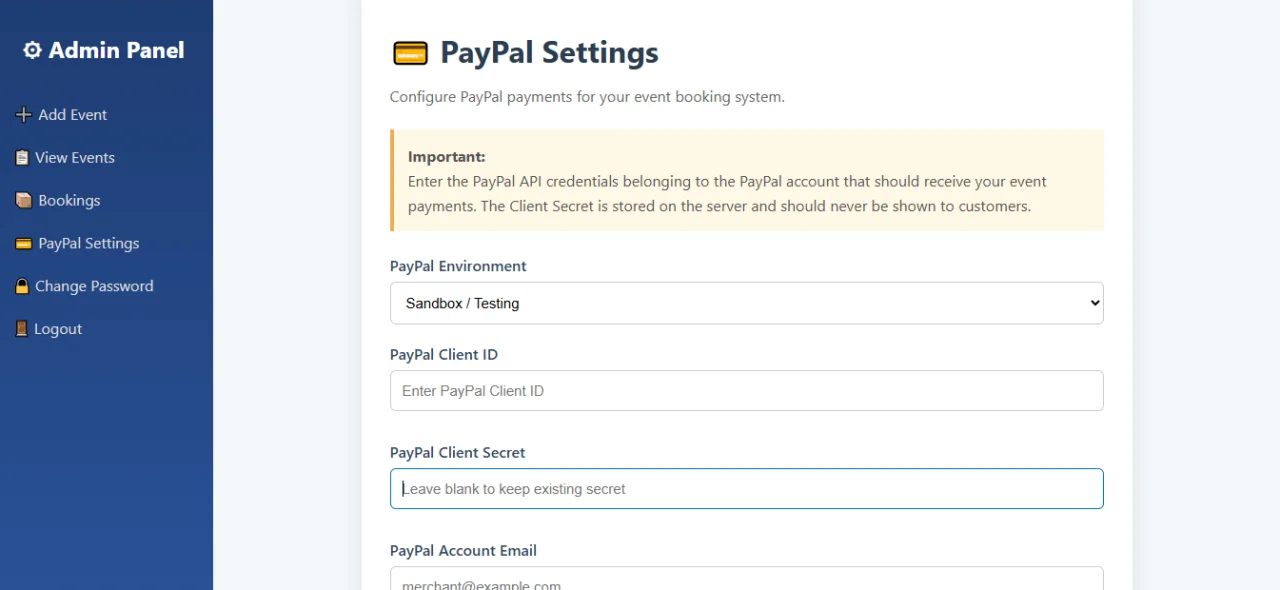PHP Event Booking System with Admin Panel | Event Ticket Management Script — screenshot 5