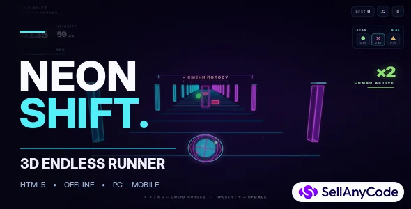 NEON SHIFT 3D HTML5 Endless Runner Game Source Code — cover