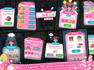 Candy Match 3 Kit + PSD Sources Pack