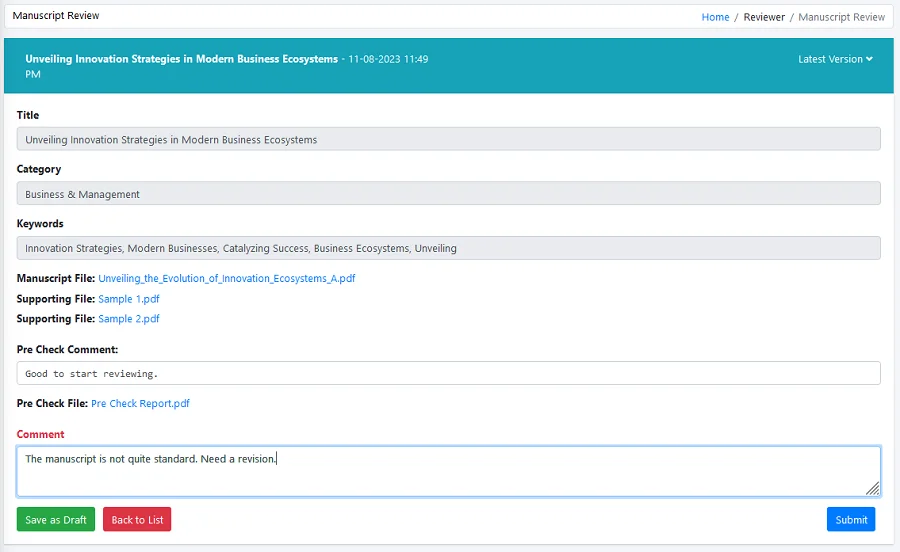 Manuscript Peer Review System Using ASP.NET Core — screenshot 6