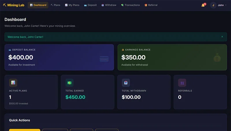 Cloud Crypto Mining Platform — screenshot 1