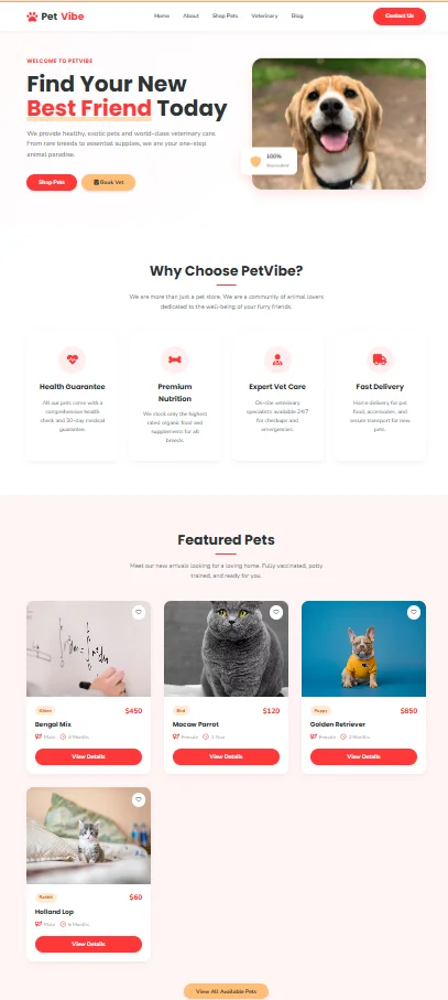 Pets Modern Animal Store & Veterinary Responsive HTML Template — screenshot 3