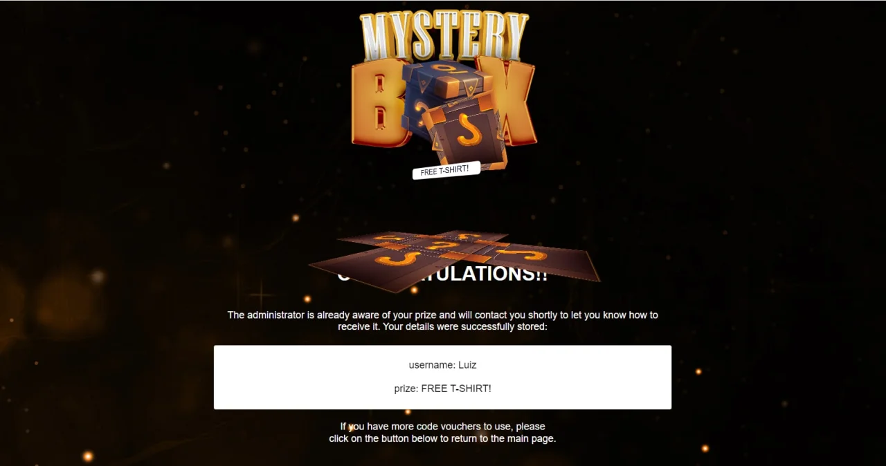 Mystery Box Challenge - Game WebApp - Source Code — screenshot 3