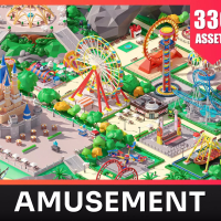 Amusement Park - Low Poly 3D Models Pack