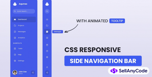 Animated Sidebar Menu Using HTML & CSS & JavaScript | Responsive Dashboard Side Navigation Bar