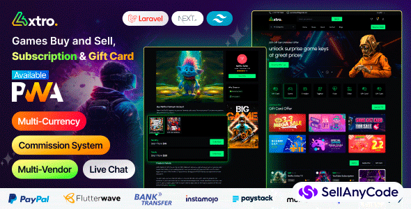 Axtro Games Buy And Sell, Subscription & Gift Card Laravel Script