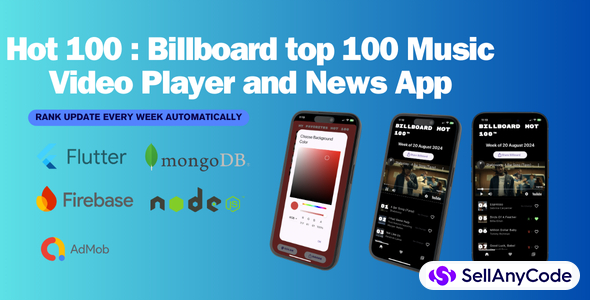 Billboard Music Player App & News - Flutter & Nodejs