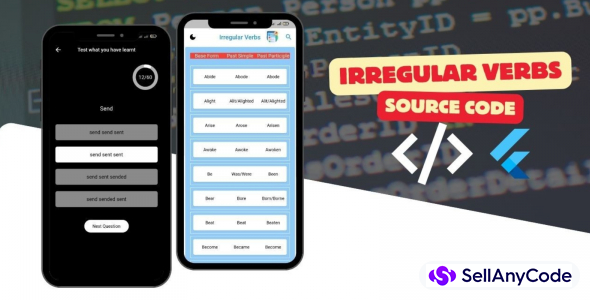 Flutter Irregular Verbs App - English Course App Source Code