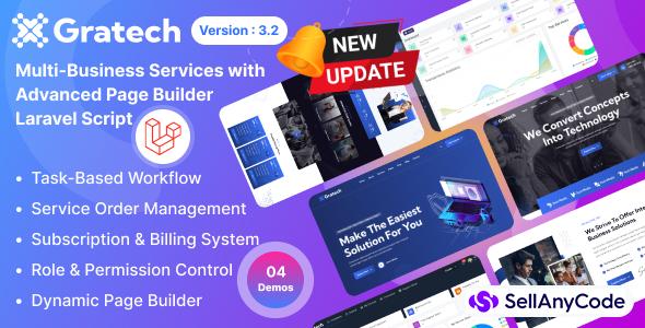 Gratech - Multi-Business Services with Advanced Page Builder & Workflow Tools