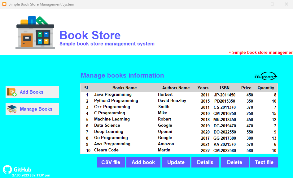 SmartBook Manager: Python Tkinter Bookstore System with SQLite & CSV Export — screenshot 3