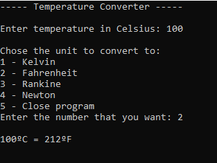 Temperature Converter – C++ Console Program — screenshot 2