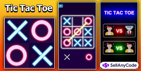 Tic Tac Toe 2D Glow Game Unity Source Code