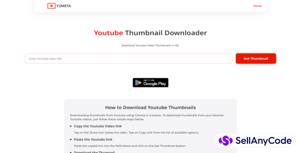 YouTube Thumbnail Downloader HTML PHP Script